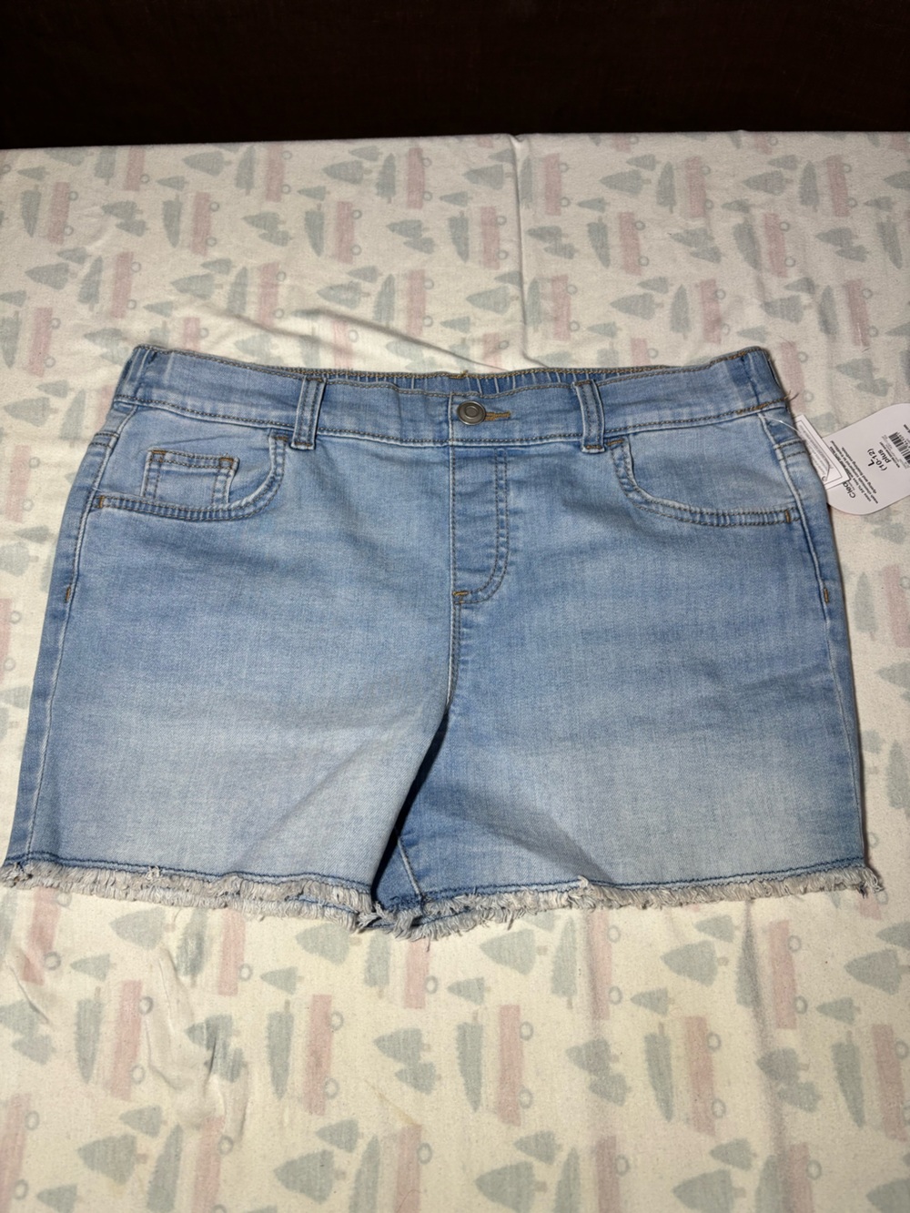 Light Wash Denim Shorts - Casual Frayed Hem